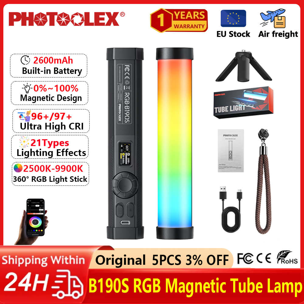 Photography Lighting Types - PHOTOOLEX RGB Video Light Handheld Magnetic