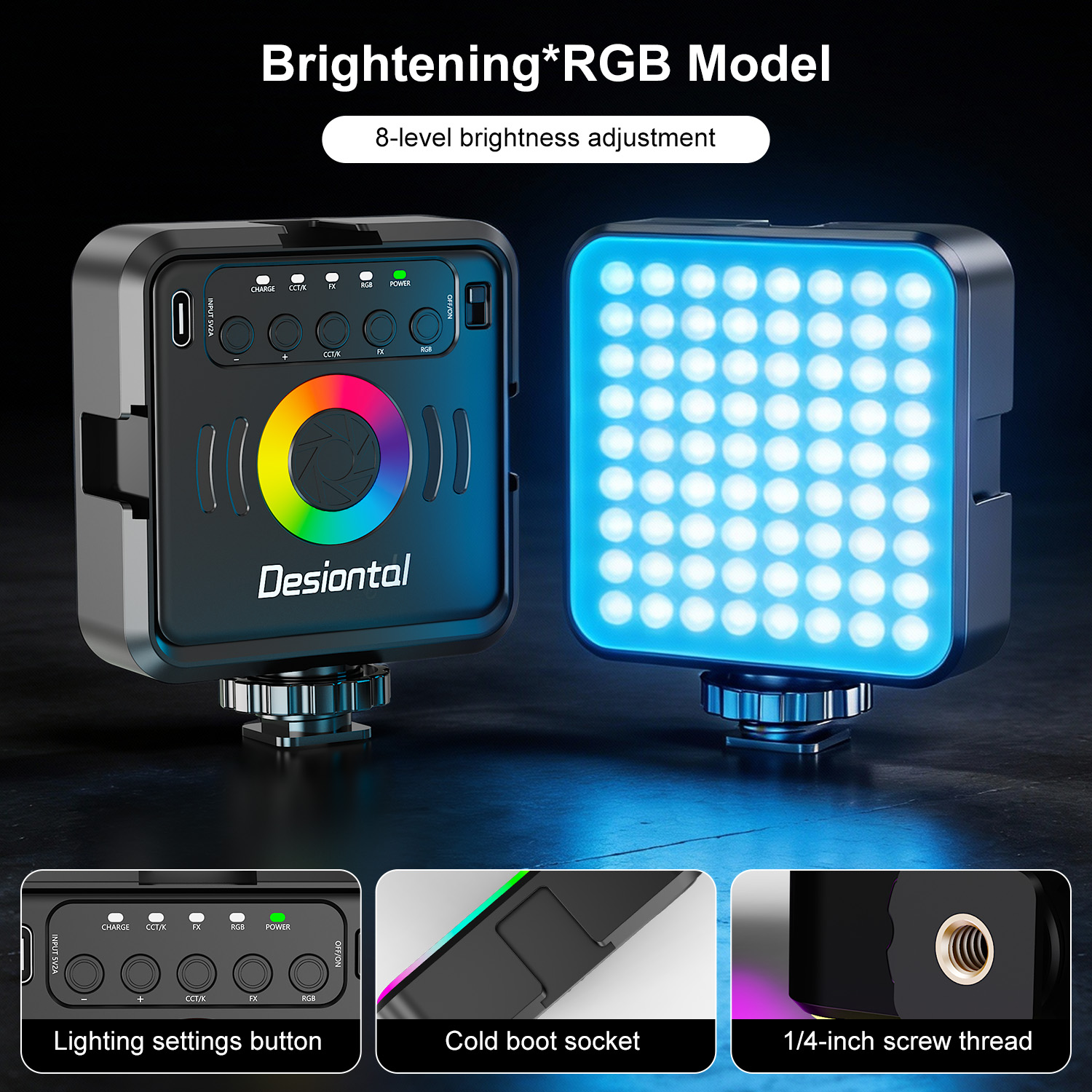 Photography Lighting Types - Desiontal X2 Portable RGB Photography Type-C