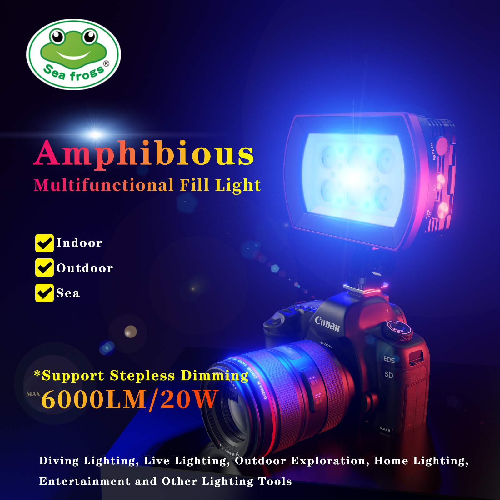 Photography Lighting Brands - Seafrogs 6000Lm 40M Waterproof LED Camera