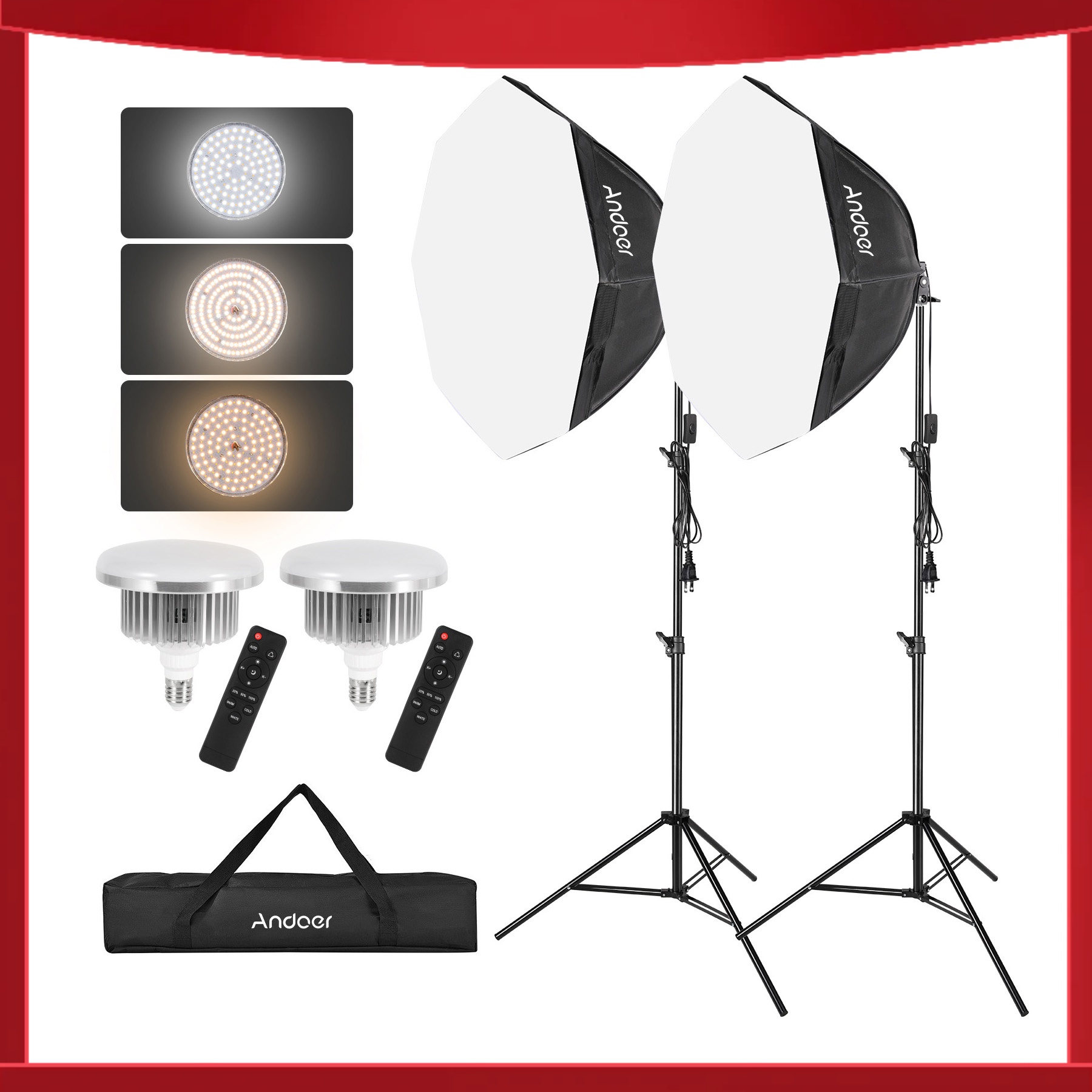 Photography Lighting Portrait - Andoer Studio Photography Light kit Softbox