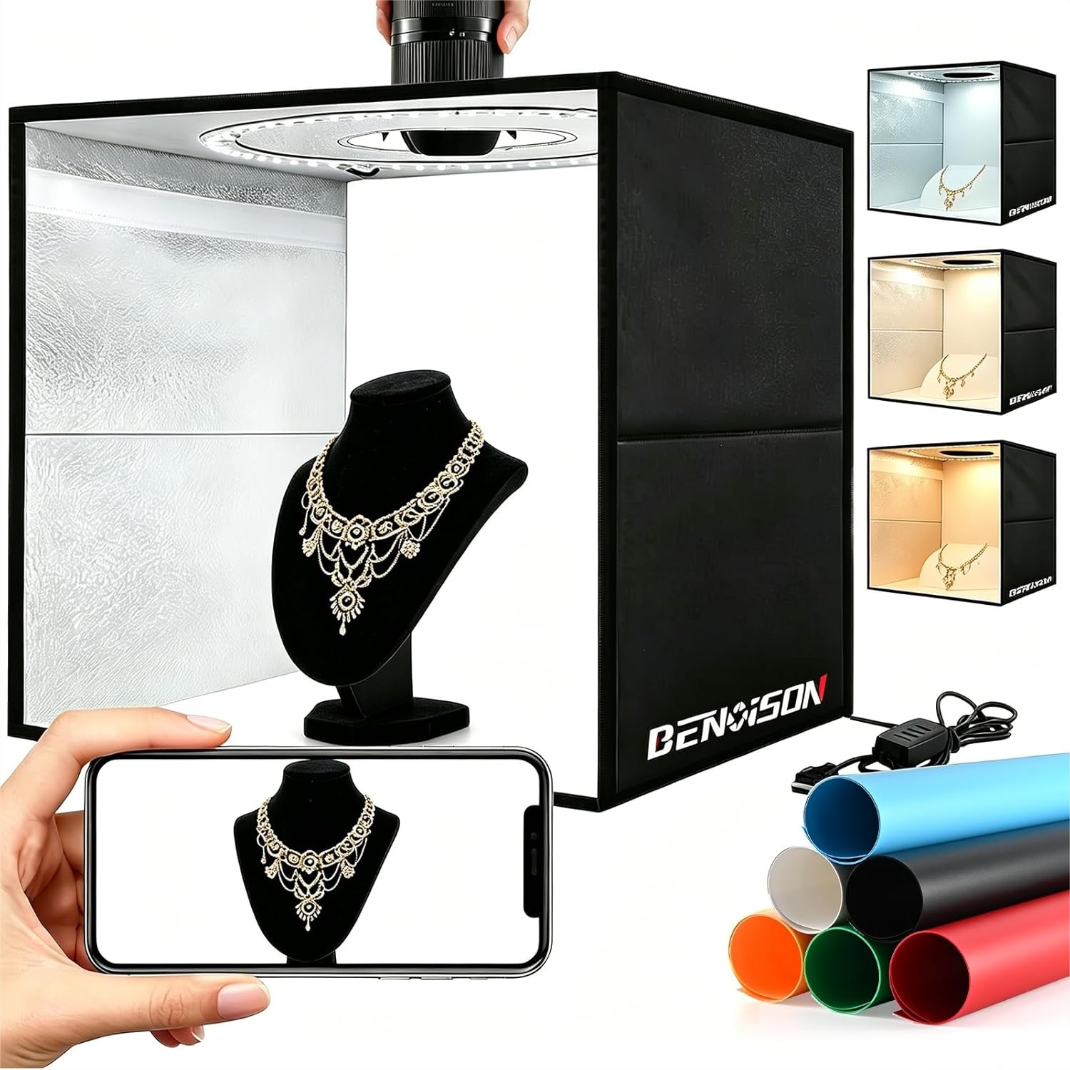 Photography Lighting For Jewelry - Light Box Photography 16x16 Portable Shooting