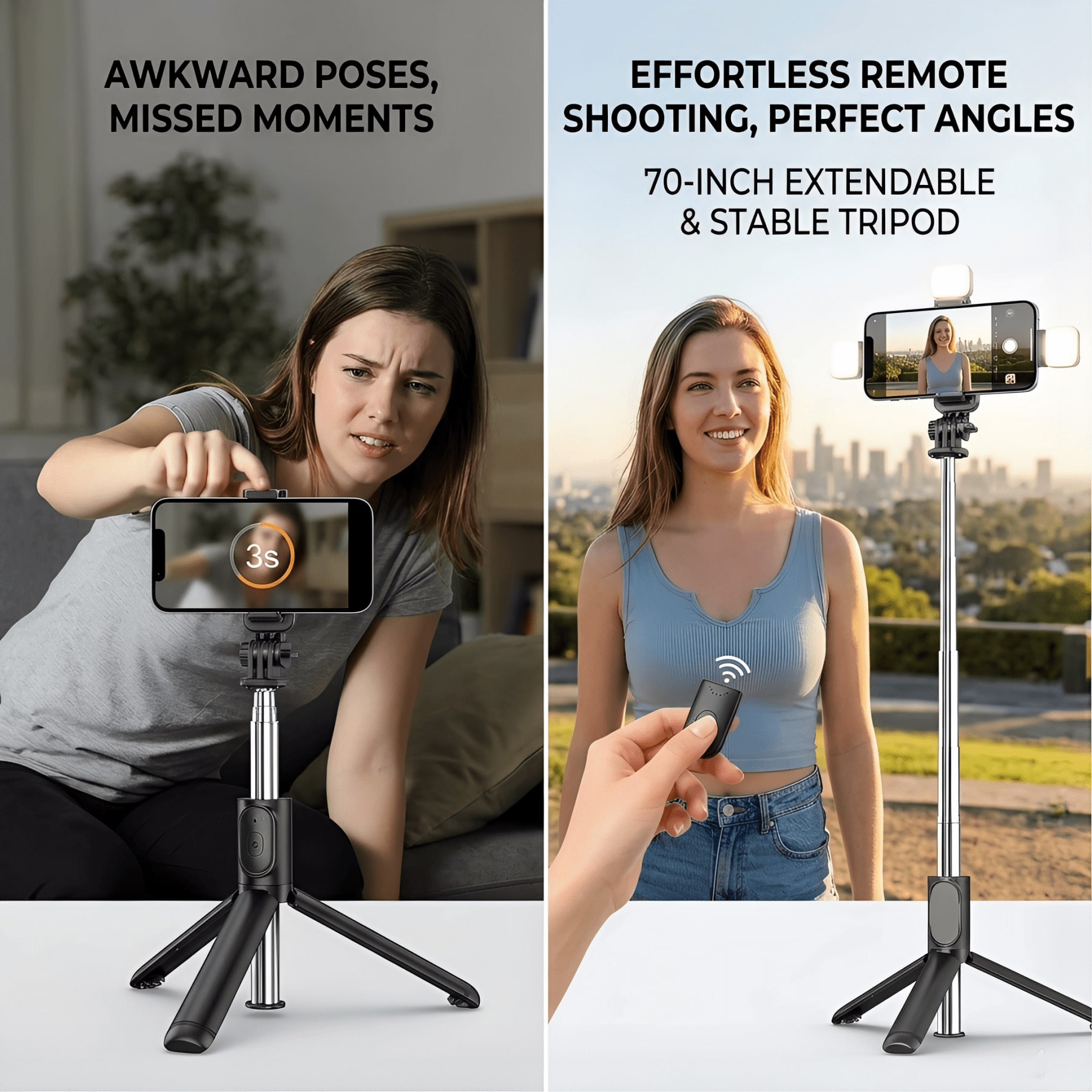70 Inch Extendable Selfie Stic - огляд і ціна Photography Lighting Wireless