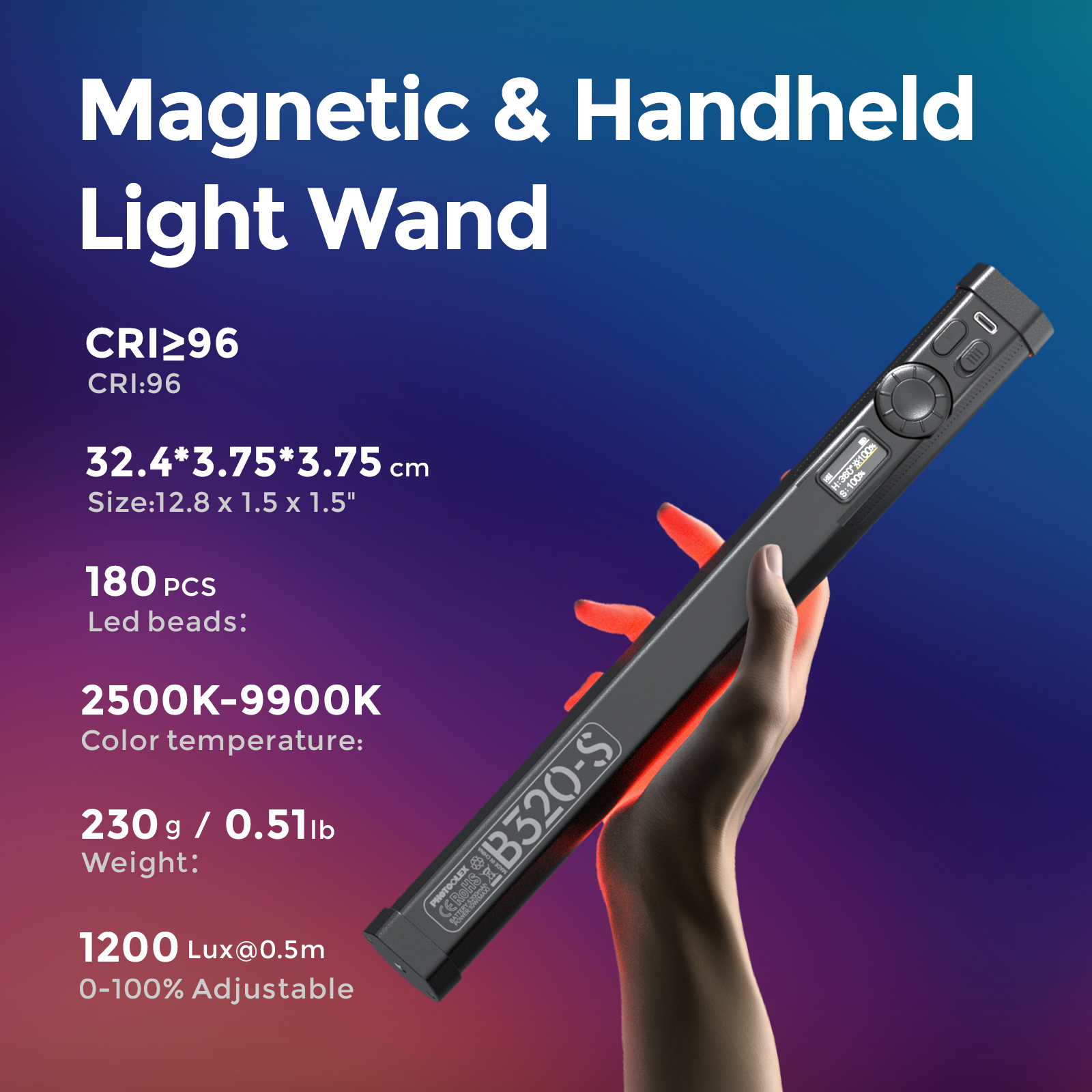 PHOTOLEX RGB Colorful Stick Li - огляд і ціна Photography Lighting Types