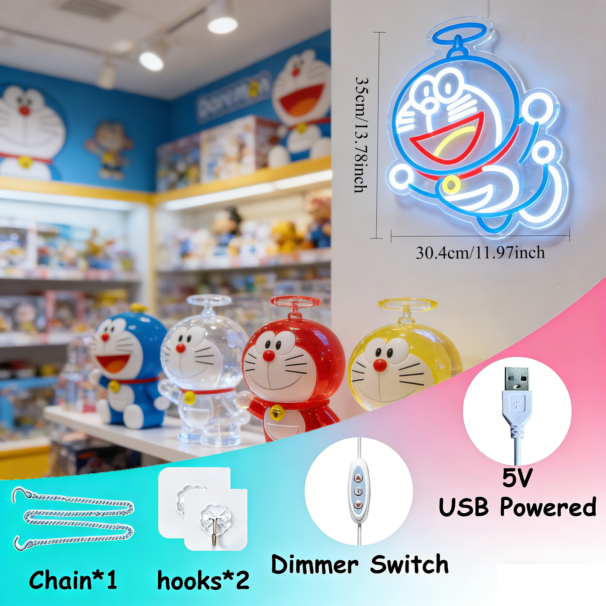 Doraemon Neon Sign LED USB Dim - огляд і ціна Photography Lighting Game